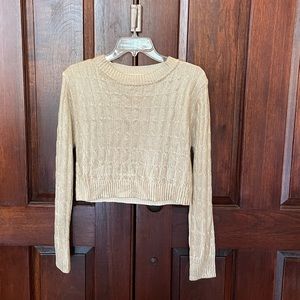 Idem Ditto - cropped cream and gold cable knit sweater